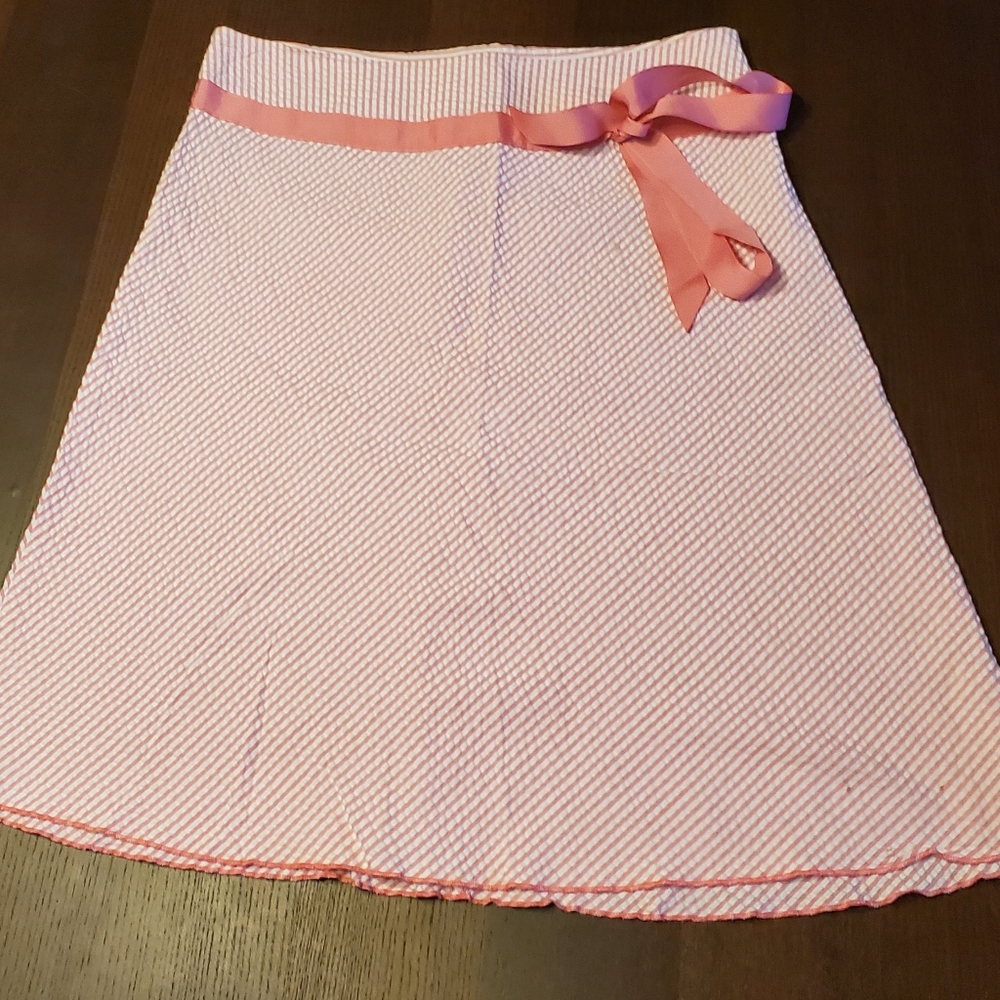 Pink and white seersucker skirt